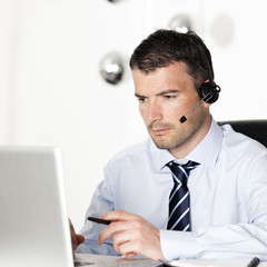 headset and laptop