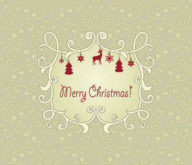 Vector Floral Seamless Pattern with Christmas Greetings