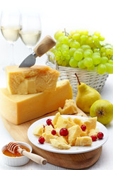 Parmesan cheese and fruits