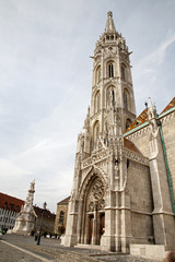 Budapest - St. Matthew's gothic Cathedral and Trinity column