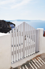 Traditional greek door  on Santorini island, Greece