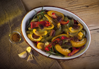 Roasted paprika with pecan and rosemary