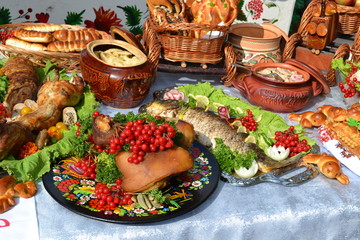 Ukrainian kitchen table eating treats