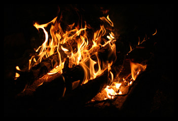 Flames of a campfire