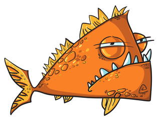 Big angry fish cartoon