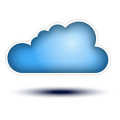 Blue Cloud Button Concept on white background