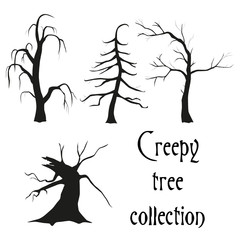 creepy tree collection isolated on white