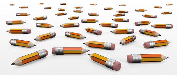 3d illustration of colorful pencils in glass