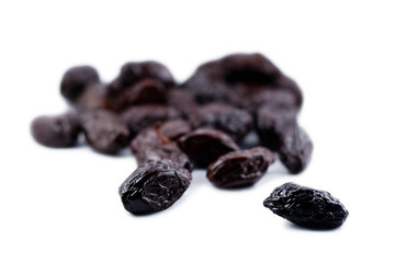 Thassos Throuba olives on white - shallow focus