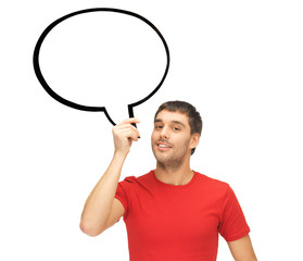 smiling man with blank text bubble