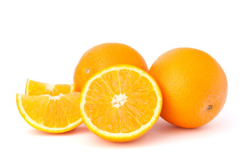 Sliced orange fruit segments  isolated on white background