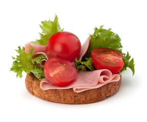 healthy sandwich with vegetable and smoked ham