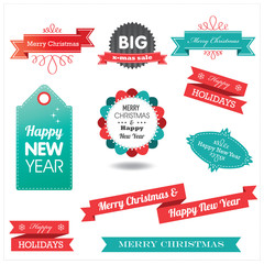 Christmas retro elements and labels