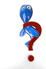 3D Figure - hold a red question mark