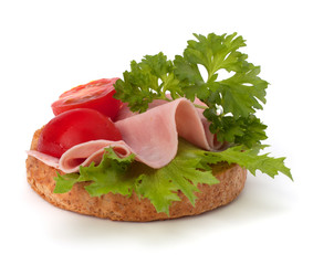 healthy sandwich with vegetable and smoked ham