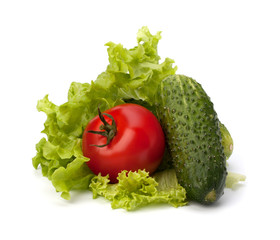Tomato, cucumber vegetable and lettuce salad