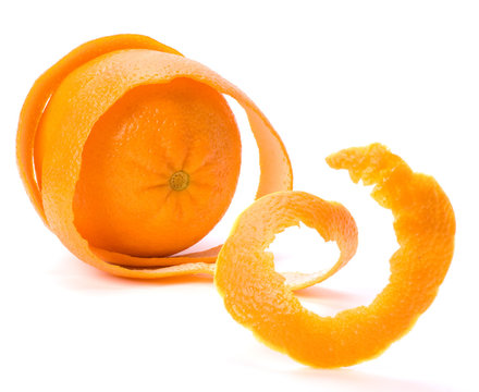 Orange with double skin layer isolated on white background. Safe