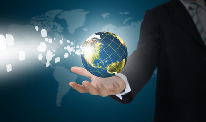 Business Man Holding Earth globe