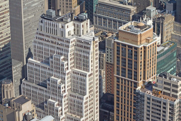 Aerial view of skyscrapers in Manhattan