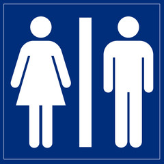 Schild blau - Toilette Damen / Herren
