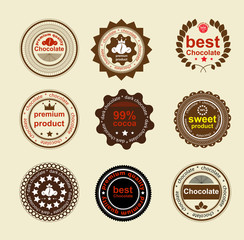Set of vintage and modern chocolate labels for restaurant and tr