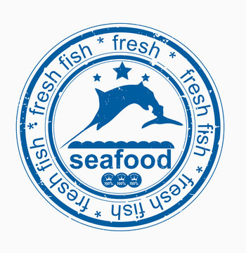 Grunge royal Sea Food rubber stamp