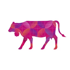 Crédence de cuisine en verre imprimé Animaux géométriques vache pop art