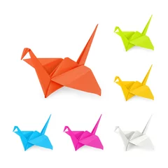 Store enrouleur occultant sans perçage Animaux géométriques Grues en origami