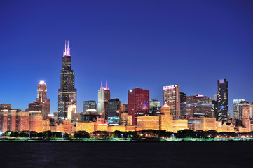 Chicago skyline at dusk