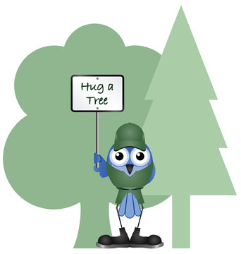 Environmental hug a tree message