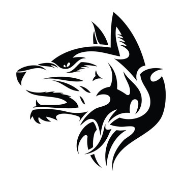 Wolf head - tribal tattoo illustration