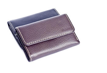Two Leather Wallets Isolated on White