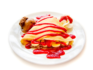 Strawberry Banana Crepe with Chocolate syrup