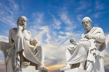 Gordijnen Plato en Socrates, de grootste oude Griekse filosofen © anastasios71