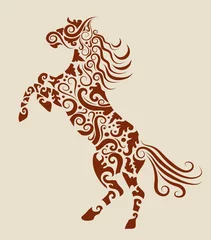 Foto op Canvas Horse tattoo vector © ComicVector