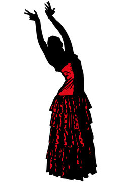 sketch of a girl in dance pose Flamenco