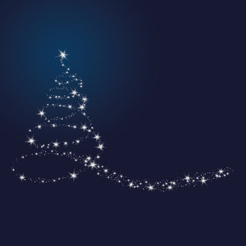 Weihnachten - Hintergrund - Sternbaum - Schweif - Blau/Silber