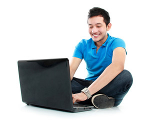 man using laptop