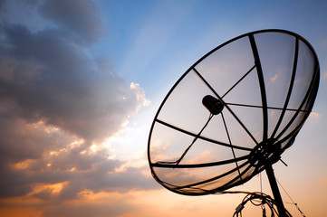 telecommunication satellite dish - obrazy, fototapety, plakaty