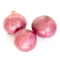 Fresh red onions isolated on white background