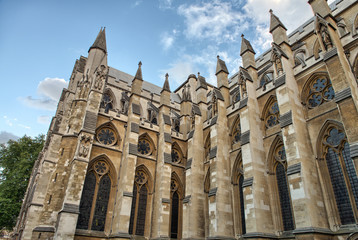 The Westminster Abbey church in London, UK - Side view