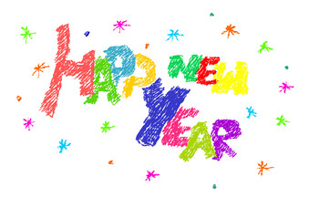 Colorful simple text - happy new year.