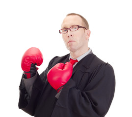 Lawyer with boxing gloves