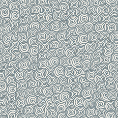 Seamless abstract hand-drawn pattern with gray spirals. Vector
