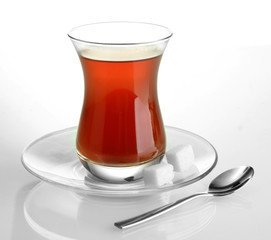 glass of Turkish tea, isolated on white