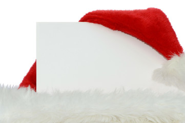 Fototapeta Weihnachtsmütze mit Karte obraz