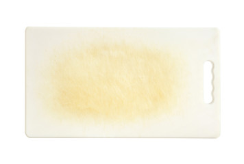 Dirty cutting board isolated on white background