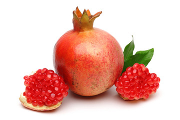 Sweet pomegranate with leafs