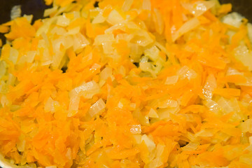 preparation of meal on a gas stove