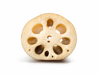Close up fresh Lotus root on white background